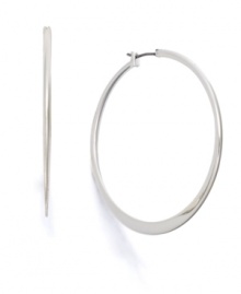 Cutting-edge style by Lauren by Ralph Lauren. Knife-edge hoop earrings in silvertone mixed metal. Approximate diameter: 2 inches.