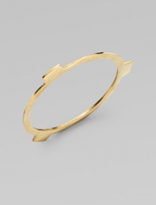 A square-edged, flat bangle with three tab extensions has an edgy, industrial look.BrassDiameter, about 3Imported