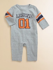 A charming romper with a football motif in cozy cotton for your little all star.CrewneckLong sleevesShoulder snapsBottom snapsCottonMachine washImported Please note: Number of snaps may vary depending on size ordered. 