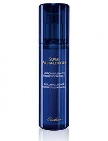 The Guerlain Super Aqua Toner is the first essential hydration step in the Super Aqua routine. This beauty toner reveals all the radiance of the complexion as soon as it is applied. The originality of its fresh and velvety texture provides incomparable softness and comfort, due to the new Aqua Complex. Intensely moisturized and fortified, the skin is left supple, plumped and visibly more luminous. 5 oz.