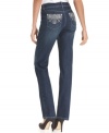 Style&co.'s petite jeans feature a crisp blue wash and a tummy control panel that helps you look your slimmest!