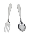 Tiny fingers, tiny flatware. Teach your toddler to eat like he's all grown up with this tarnish-proof, silver-plated baby fork and spoon from Reed & Barton.