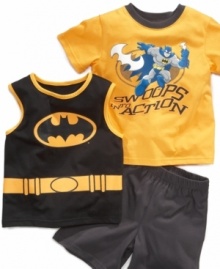 He's got the power. Amp up his confidence to superhero proportions with this tank, t-shirt and short set from Clubhouse.