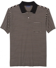 Clean-cut classic. Dressed up or down, this striped polo shirt from John Ashford will keep you stylish and comfortable in any season.