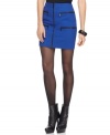 Keep up with one of the hottest hues of the season-cobalt blue-with MICHAEL Michael Kors' petite zippered mini skirt. (Clearance)