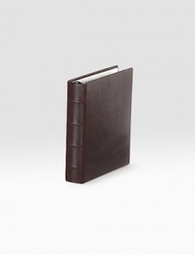 Handsome design crafted of hand-stained Italian goatskin is the perfect way to keep treasured photos neat and organized in clean pocket pages. 18 leaves hold 36, 4 X 6 photos 5½ X 6¾ Made in USA