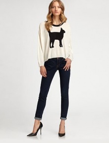 Contrasting cat motif takes front and center, while dropped shoulders and a relaxed fit add downtown swagger to this plush pull-on style. RoundneckDropped shouldersLong dolman sleeves50% nylon/40% alpaca/10% woolDry cleanImported of Italian fabricModel shown is 5'9 (176cm) wearing US size Small.