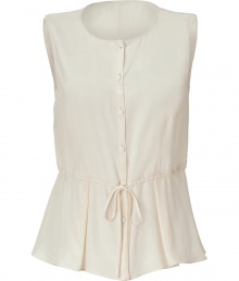 A sweet essential packed with wearing possibilities, Philosophy di Alberta Ferrettis sleeveless drawstring top is a chic and versatile choice - Round neckline, sleeveless, button-down front, drawstring waist with pleat detail - Loosely tailored fit - Wear with a boyfriend blazer, skinnies and flats