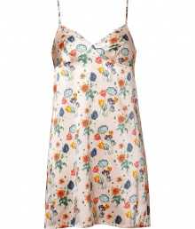 Stylish camisole slip dress made ​.​.of fine, beige silk stretch - Feminine floral print in a typical Stella McCartney look - Slim spaghetti straps - The dress falls loose, yet snug - Fashionable and sexy, also wonderfully comfortable thanks to the stretch content - Combine with the matching briefs