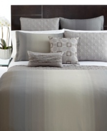 Decidedly luxurious, Hotel Collection's Ombre Stripe European shams offer a modern look of serene sophistication with graduating stripes on yarn-dyed Pima cotton. Featuring invisible zipper closure; finished with a double flange.