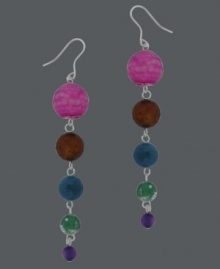 Perfect your party look. Avalonia Road's Brasilian-themed earrings combine brightly-hued multicolored agate beads (17-2/5 ct. t.w.) and sterling silver. Approximate drop length: 3-1/2 inches. Approximate drop width: 1/2 inch.