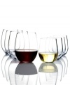 A little bit of everything. Riedel combines O wine glasses for both cabernet and chardonnay in one convenient set that's also smartly priced. Stemless crystal shapes designed to enhance flavor are also fun to hold and ideal for entertaining.