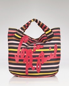 Statement stripes prove positively chic with this oversized nylon tote from Sonia Rykiel. Practical yet playful, it's the perfect daytime carryall for an on-the-go ingenue.