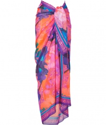 Whether tied around your waist or worn as a tropical-chic scarf, this Matthew Williamson Escape printed sarong injects summer-ready style into your look - Long convertible shape, allover tropical floral print, zebra print border - Style with a printed bikini and sandals or tied around your neck with an elevated jeans-and-tee ensemble