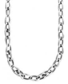 Structured style, by Vince Camuto. This sleek link necklace features oblong links crafted in rhodium-plated mixed metal. Approximate length: 30 inches.