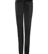 Stylish pants made ​.​.of fine black cotton corduroy - Slim, straight cut with figure-flattering creases - Particularly comfortable, thanks to the stretch content - Luxurious, yet relaxed at the same time - Two diagonal side pockets - High quality and wonderfully comfortable - A favorite pair of pants you will wear your whole life long - Wear either casual with a cashmere pullover or classic with a shirt and matching jacket