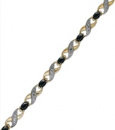 The perfect blend of sparkle and shine. Victoria Townsend's pretty bracelet combines oval-cut sapphires (5-3/8 ct. t.w.) and diamond accents in 18k gold over sterling silver. Approximate length: 7-1/2 inches.