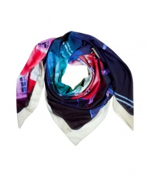 Luxurious shawl made ​.​.of fine cotton - Pleasant, delicate quality - Signature fashion-forward style from Londons cult label, Paul Smith - Colorful photo print with bold, white border - Perfect accessory to upgrade for anything in your wardrobe, including simple tee shirts, trench coats and biker jackets