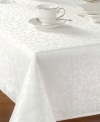 An evening of at-home fine dining is yours with Lenox's Opal Innocence napkin. The pattern's trademark white-on-white vine motif shimmers via contrasting luster. A corded rib on the edges of the tablecloth lends interest.