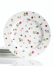 Sprinkled with dainty pink and gold blossoms, Country Rose Bud dinner plates evoke all the elegance of the original Old Country Roses pattern but with a more casual, contemporary feel.