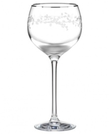 Big on elegance. The Gardner Street Platinum Signature wine glass features delicately etched vines and fluid lines in generously proportioned crystal. From kate spade new york.