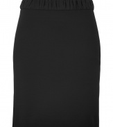 Cut a sleek silhouette in this wool-blend fitted skirt from Victor & Rolf - Wide gathered waistband, fitted, concealed back zip closure sure - Pair with an oversized blouse and platform pumps