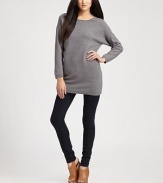 Comfy-chic, wool-rich boatneck in a slouchy silhouette with long dolman sleeves. Rolled boatneckLong dolman sleevesAbout 30 from shoulder to hem56% extra-fine merino wool/25% angora/18% nylon/1% spandexDry cleanImported