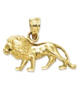 Totally fierce. This petite lion charm features an intricate, carved design and shows how courageous you can be! Crafted in 14k gold. Chain not included. Approximate length: 3/5 inch. Approximate width: 4/5 inch.