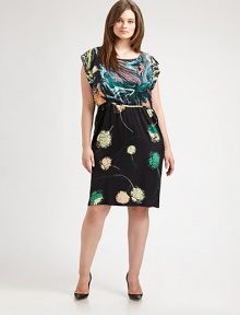 You are destined to turn heads in this jersey dress featuring a brilliant mix of watercolor-inspired prints. Round neckCap sleevesElasticized waistKeyhole backAbout 25 from natural waist95% silk/5% elastaneHand washImported Please note: Print placement varies. 