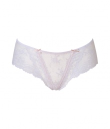 Sweet and sexy hipster panties in fine white and rose synthetic fiber - Designed by supermodel Elle MacPherson in hot culotte style with comfortable, wide waistband - Features luxe-lace look, cute bows and satin ribbon - Fits under most outfits for a sophisticated, seductive touch  - Pair with matching bra for complete look