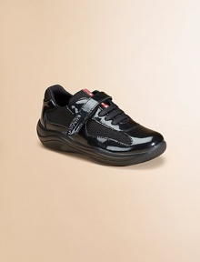 Patent leather with mesh and grip tape closure.Rubber sole Imported