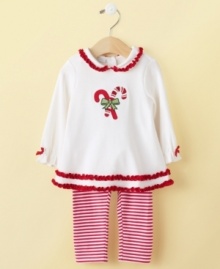 She'll be a cute bundle of joy in this baby girls legging set by First Impression.