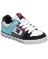 Colorblocking and print accents on these Pure sneakers from DC Shoes gives her style a skater edge.