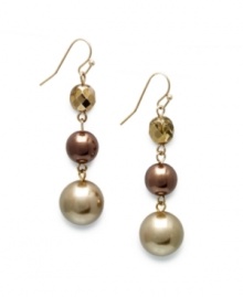 These charming chandelier earrings from Charter Club will add flair to your fall wardrobe, whether for everyday wear or even a special occasion. Made with glass beads and imitation pearls in gold tone mixed metal. Approximate drop: 2-1/4 inches.