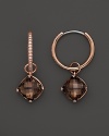 Lisa Nik 18K Rose Gold Diamond Hoop Earrings with Smokey Quartz Detachable Drops