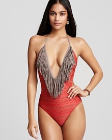 Tie on statement swimwear with this fringed one-piece suit from L*Space. With daring details and a bold print, it's sure to sizzle while you soak up the sun.