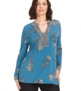 Snag a chic topper for your causal bottoms with Charter Club's long sleeve plus size tunic.