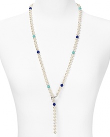 Round out your jewel box with this necklace from Majorica. This piece's organic pearls nod to subdued style, while turquoise, lapis and quartz beads are a bold injection of color.