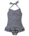 Juicy Couture Girls' Shirred Halter Swim Dress - Sizes 2-14