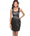 Rhinestones add major glam to this BCX satin dress -- perfect for a party night!