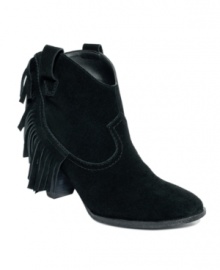 Swishy fringe adds movement to the Seline booties by GUESS.