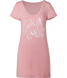 Adorable gilded rose sleep shirt from Juicy Couture - Stay cozy and stylish in this sweet sleep shirt - Oversized fit in a delicate pink cotton-blend - Juicy Couture logo on front - Perfect for glamorous lounging