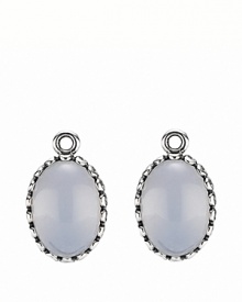 Polished chalcedony stones set in beaded sterling silver make beautiful charms for your PANDORA earrings. These stunning pieces combine effortlessly with french wire and hoop styles.