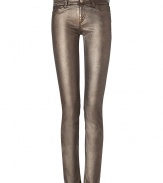 Give your closet staples a high-octane infusion with these trend-right metallic coated jeans from Faith Connexion - Classic five-pocket style, button closure, belt loops - Slim straight leg - Pair with modern knit tops, edgy ankle boots and rocker-chic accessories