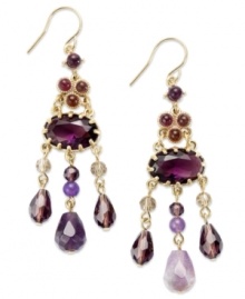 Go for glamour with Lauren by Ralph Lauren's Bedford Weekend chandelier earrings. Multi-colored beads and semi-precious accents put on a dazzling display in this pair. Approximate drop: 2-1/4 inches. Approximate diameter: 1/2 inch.