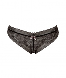 Super sexy Meet Me at the Metro charcoal lace brief - Elegant, supermodel-approved lace brief made of Polyamid and Elastane - Comfortable and sultry - Retro-inspired lace with bow detail - Perfect under every outfit