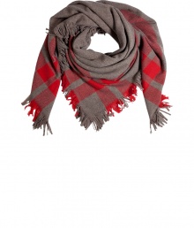 Finish your outfit on a Downtown-cool note with Marc by Marc Jacobs utilitarian-chic fringed plaid army blanket scarf - Square-shaped - Wrap around rugged looks, or team with timeless-classic tailored outerwear