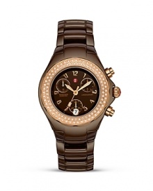 Flaunt your unique side with this indulgent diamond chocolate-hued watch from Michele.