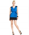 Colorblocked details make this GUESS dress stylish and striking while a self-tie belt lends definition.