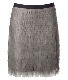 Luxurious skirt in silver grey silk - by Jason Wu, THE new superstar of the New York fashion scene - with his feminine designs he already conquered the closets of First Lady Michelle Obama and Hollywood darling Jessica Alba - classic slim pencil cut with small black waistband - all over embroidery with small rubber sequins - pair with a simple silk blouse at the office or a fur vest and platform pumps at the next evening invitation